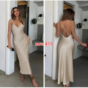 champaigne silk string dress champagne medium