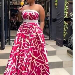 maxi boob tube dress pink and white medium