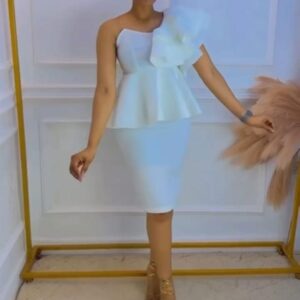 scuba short dress with perplum white large