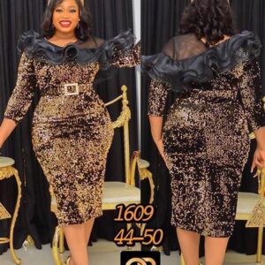 short dress sequin off shoulder frill black and gold large