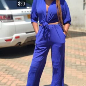 two piece blue slack and top tye with buckle royal blue medium