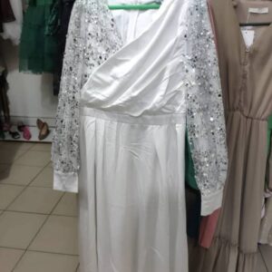 white long dress mesh sequence arms xl