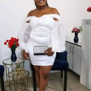 white short off shoulder cynthia dress 2xl