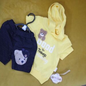 2piece navy blue and a yellow hoodie top4months