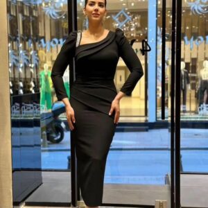 3/4 black dress with long arms 2xl black