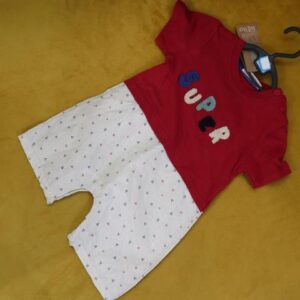 romper shorts maroon witrh scotch 9months